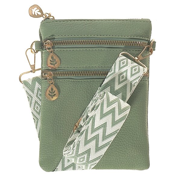Artizanni Womens Crossbody Vegan Clutch Purse Satchel with Guitar Strap (Green) - Picture 1 of 2